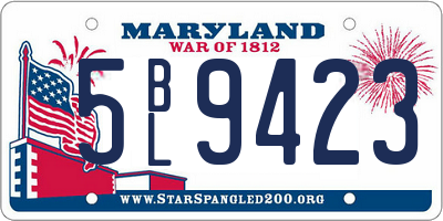MD license plate 5BL9423