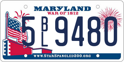 MD license plate 5BL9480