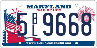 MD license plate 5BL9668