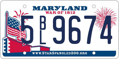 MD license plate 5BL9674