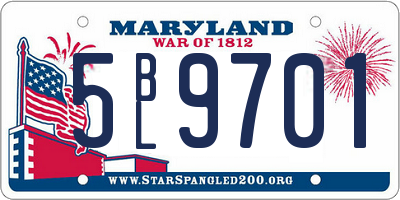 MD license plate 5BL9701