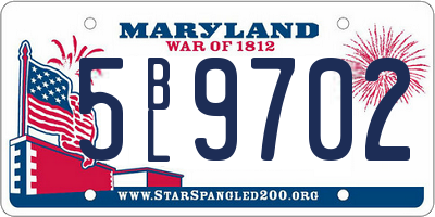 MD license plate 5BL9702