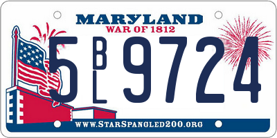 MD license plate 5BL9724