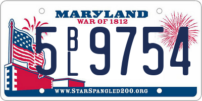MD license plate 5BL9754