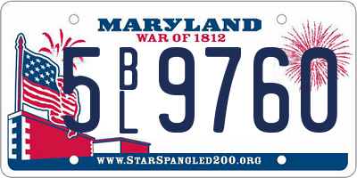 MD license plate 5BL9760