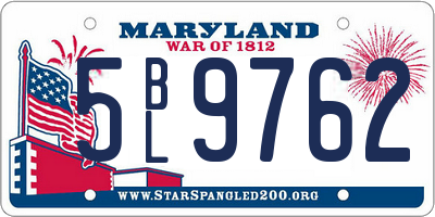 MD license plate 5BL9762