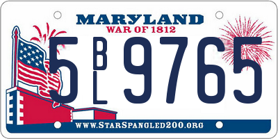 MD license plate 5BL9765