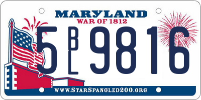MD license plate 5BL9816