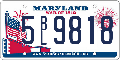 MD license plate 5BL9818