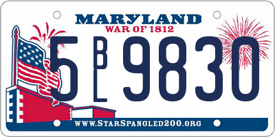 MD license plate 5BL9830