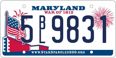 MD license plate 5BL9831