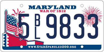 MD license plate 5BL9833