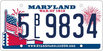 MD license plate 5BL9834
