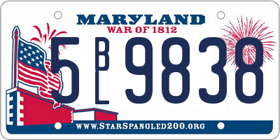 MD license plate 5BL9838