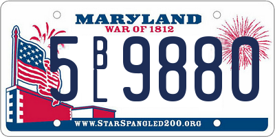 MD license plate 5BL9880