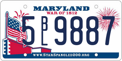 MD license plate 5BL9887