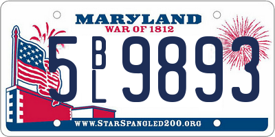 MD license plate 5BL9893