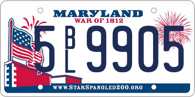 MD license plate 5BL9905
