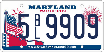 MD license plate 5BL9909