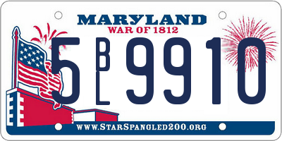 MD license plate 5BL9910