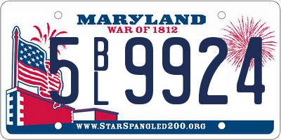 MD license plate 5BL9924