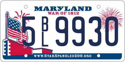 MD license plate 5BL9930