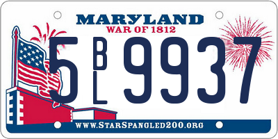 MD license plate 5BL9937