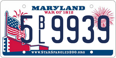 MD license plate 5BL9939