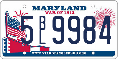 MD license plate 5BL9984
