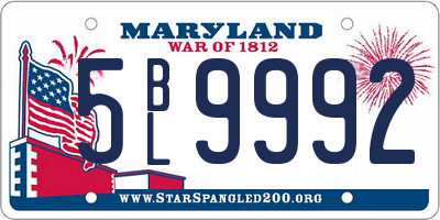 MD license plate 5BL9992