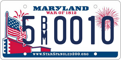 MD license plate 5BM0010