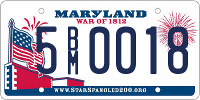 MD license plate 5BM0018