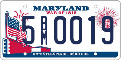 MD license plate 5BM0019