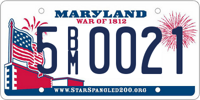 MD license plate 5BM0021