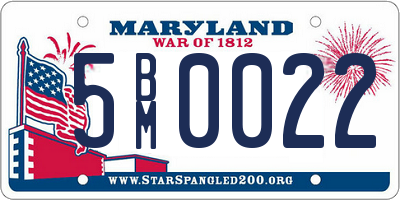 MD license plate 5BM0022