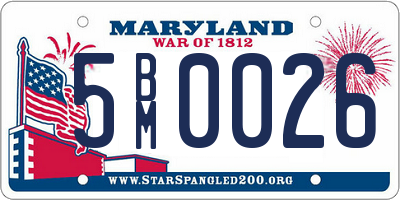 MD license plate 5BM0026