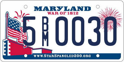 MD license plate 5BM0030