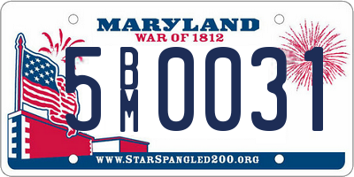 MD license plate 5BM0031
