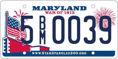 MD license plate 5BM0039