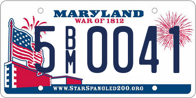 MD license plate 5BM0041