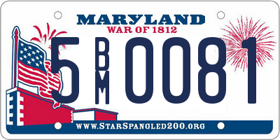 MD license plate 5BM0081