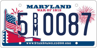 MD license plate 5BM0087