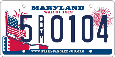 MD license plate 5BM0104