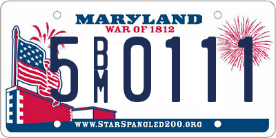 MD license plate 5BM0111