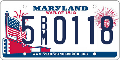 MD license plate 5BM0118