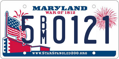 MD license plate 5BM0121