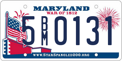 MD license plate 5BM0131