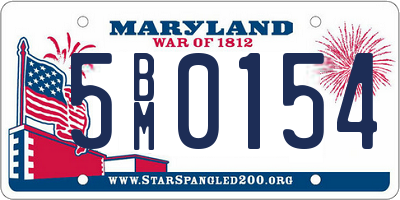 MD license plate 5BM0154