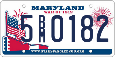 MD license plate 5BM0182