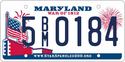 MD license plate 5BM0184